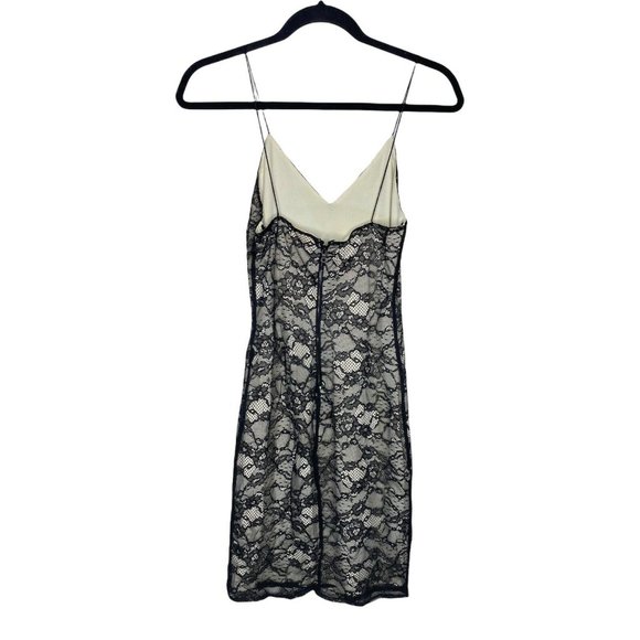 Alice + Olivia Dress Size 2 Silk Lace Sleeveless Floral Black Slip Mini Women's - Picture 2 of 6